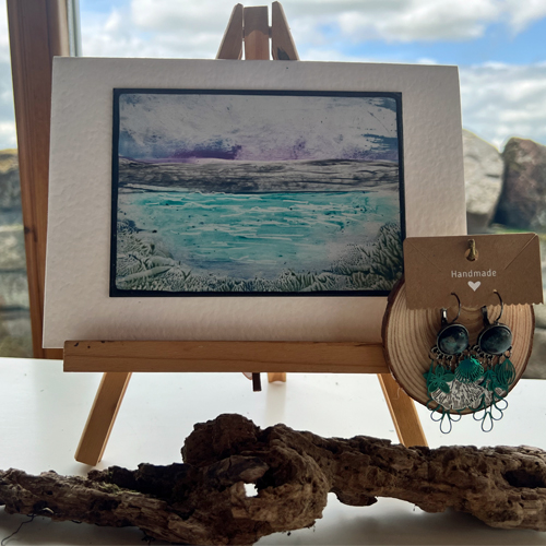 Seascape Earrings and Card