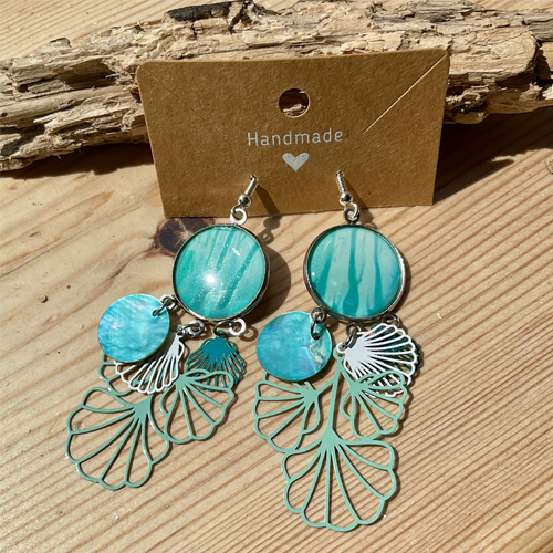 Seascape Encaustic Earrings